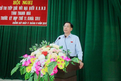 Ông Phạm Bá Oai - Phó Chủ tịch HĐND tỉnh tiếp thu và giải trình ý kiến của cử tri.jpg