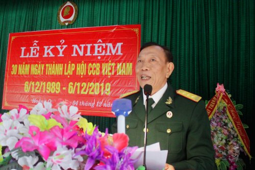 4. Đồng chí Lê Bỉnh Quyền - Phó Chủ tịch Hội CCB huyện phát biểu tại lễ kỷ niệm.jpg