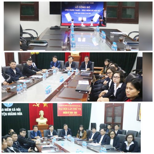 Các đại biểu huyện  tham dự lễ tại điểm cầu  Bảo hiểm xã hội Hoằng Hóa.jpg