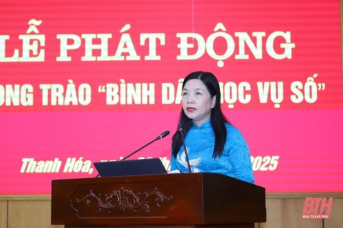 Chủ tịch Ủy ban MTTQ tỉnh Phạm Thị Thanh Thủy phát biểu hưởng ứng phong trào “Bình dân học vụ số” trên địa bàn tỉnh..jpg