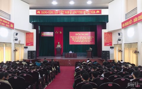 Hoằng Hóa: Tổ chức hội nghị tổng kết thực hiện chế độ, chính sách đối với dân công hỏa tuyến theo QĐ số 49 của Thủ tướng chính phủ và tổng kết công tác tuyển chọn và gọi công dân nhập ngũ năm 2019; triển khai nhiệm vụ tuyển gọi công dân nhập ngũ năm 2020.